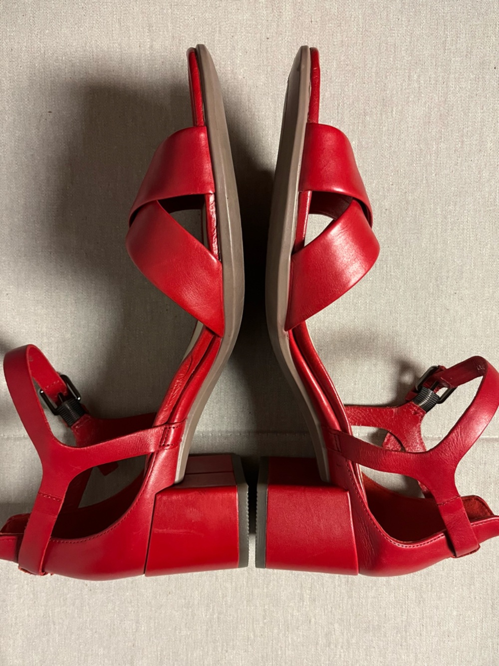 Ecco Women’s Red Leather Crossover Ankle-Strap Sandals - Picture 4 of 11